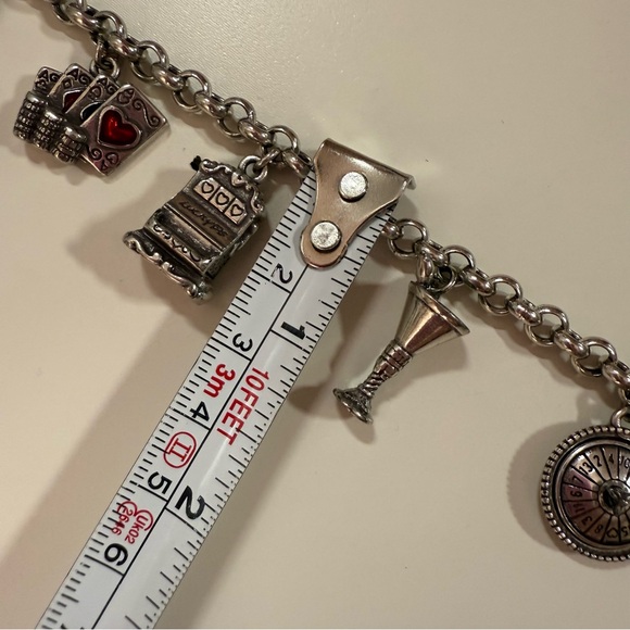 Brighton Silver vintage Vegas Charm Bracelet Cards Martinis - Picture 11 of 17